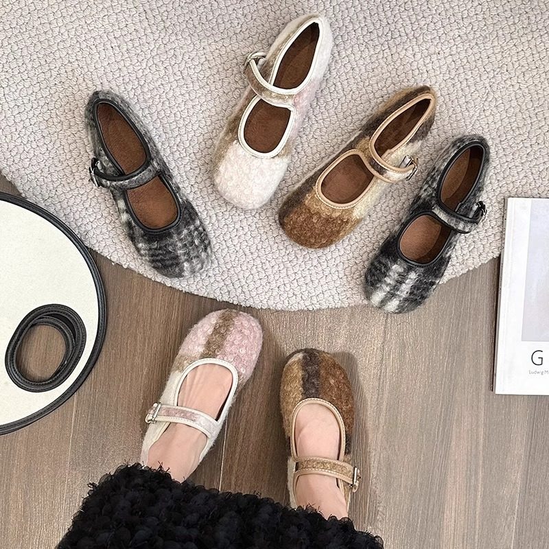 法式小众丝绒玛丽珍单鞋女2025年秋冬加绒晚晚风软底一脚蹬勃肯鞋