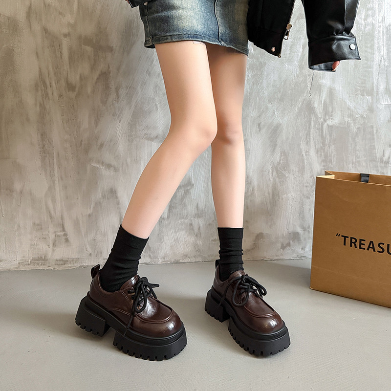 大头系带小皮鞋女2025秋季新款厚底百搭英伦学院风复古jk乐福单鞋,女鞋,浅口单鞋,淘宝优惠券,粉丝福利购,淘宝优惠卷