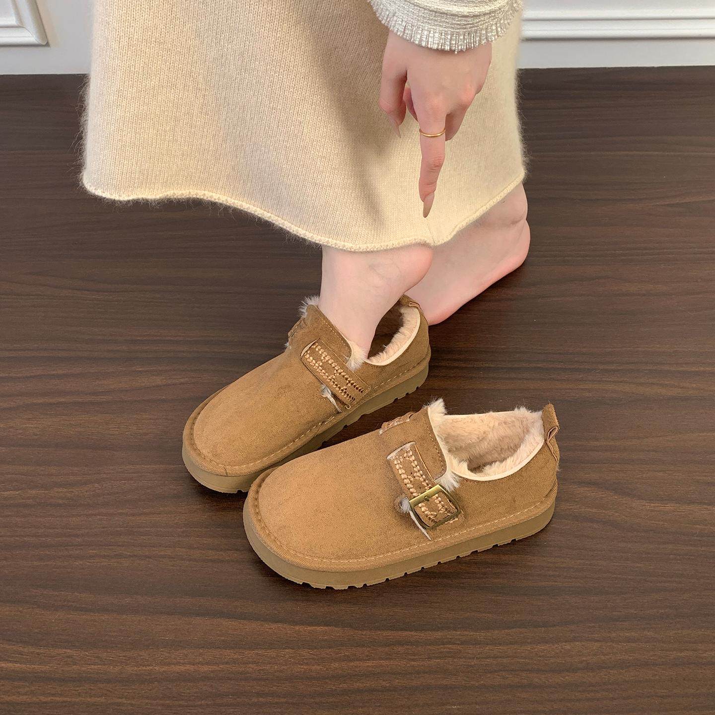 加绒勃肯鞋女2025冬季新款厚底一脚蹬软底豆豆鞋毛毛保暖雪地棉鞋,女鞋,勃肯鞋/软木鞋,淘宝优惠券,粉丝福利购,淘宝优惠卷