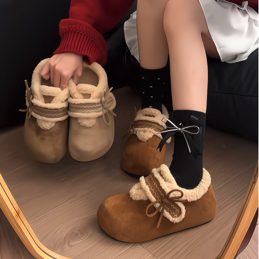 加绒勃肯鞋女2025新款冬季加厚保暖女士毛茸茸雪地靴子棉鞋