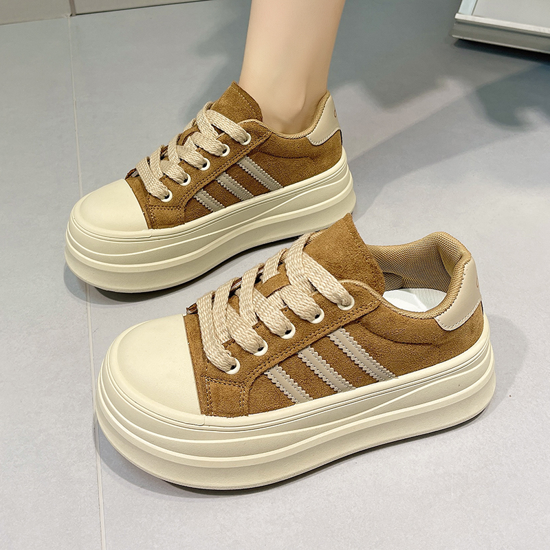 韩版加绒厚底增高休闲鞋女2025冬新款百搭爆款复古松糕二棉运动鞋