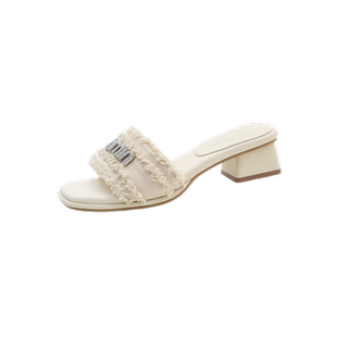 超火粗跟厚底凉拖鞋女夏外穿时尚配裙子2026新款外出法式平底拖鞋