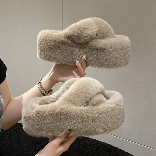 绝美毛毛拖鞋吻卡佛ins潮