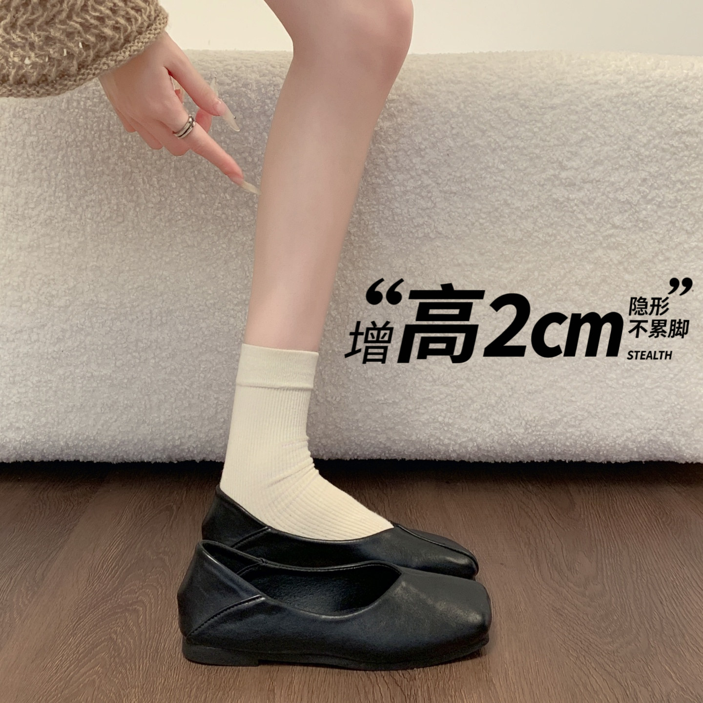 法式软皮懒人奶奶鞋2026年春秋季新款一脚蹬工作鞋方头软底单鞋女