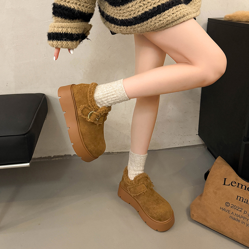 厚底增高加绒保暖勃肯女鞋2025新款冬季爆款雪地靴乐福鞋毛毛棉鞋