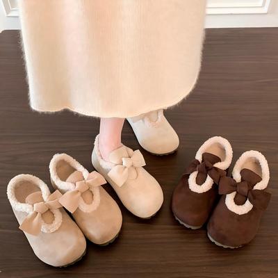 白色复古厚底全包勃肯鞋女2025新款秋冬保暖加绒加厚棉鞋