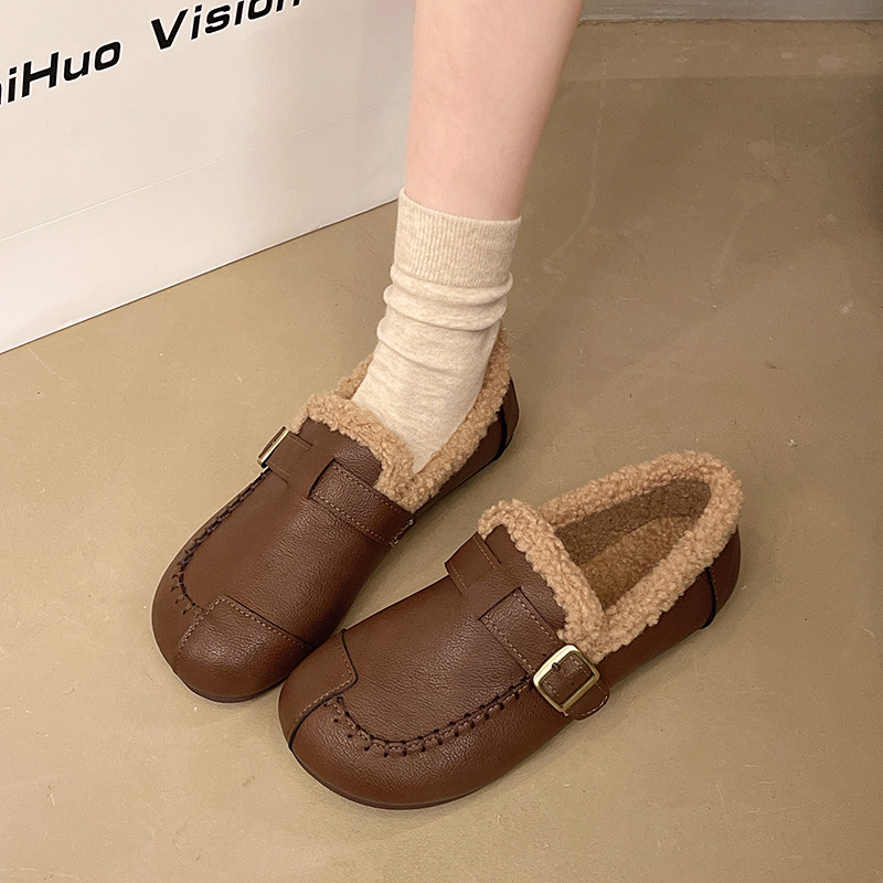 冬季中老年妈妈鞋子女皮面防水防滑加绒加厚棉鞋一脚蹬老北京布鞋,女鞋,棉鞋,淘宝优惠券,粉丝福利购,淘宝优惠卷