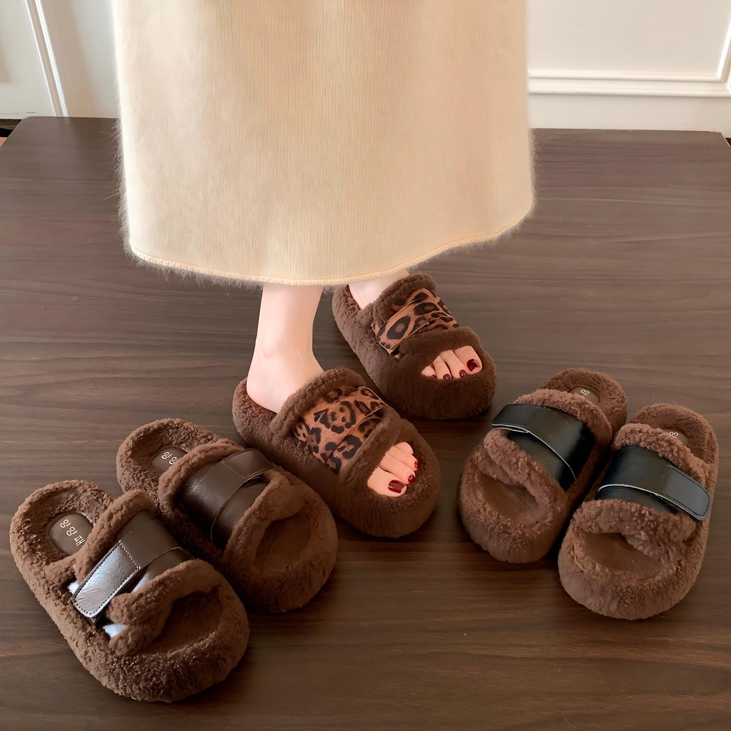 网红超火复古羊羔毛毛拖鞋女2025秋冬新款厚底舒适百搭居家棉拖鞋