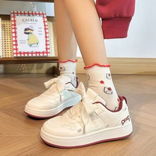 kt猫小白鞋女2026秋冬新款加绒女鞋运动休闲鞋百搭初中生板鞋