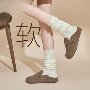 秋時尚 厚底勃肯鞋 包頭半拖鞋 女外穿2025年新款 配裙子防滑半托單鞋
