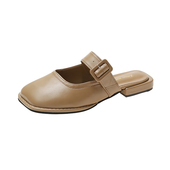 女外穿k2024夏季 新款 网红时尚 包头凉拖鞋 百搭韩版 平底方头半拖女