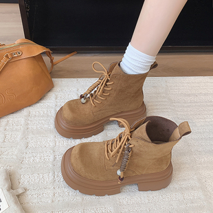 女鞋 系带 英伦风复古厚底增高马丁靴女高级感炸街2025超火新款 夏季