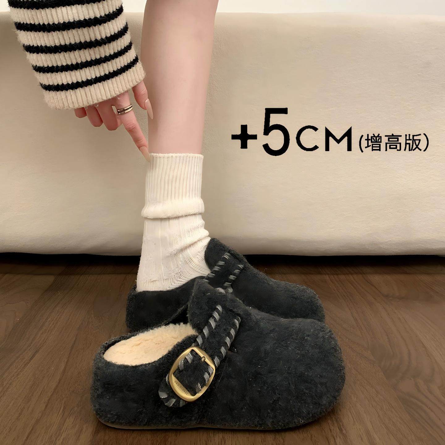 复古呢子包头半拖鞋女外穿2025秋冬新款一脚蹬厚底灰色毛毡勃肯鞋,女鞋,毛毛鞋,淘宝优惠券,粉丝福利购,淘宝优惠卷