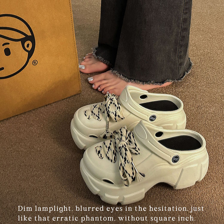 网红法式厚底包头踩屎感拖鞋