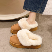 皮毛一体雪地靴厚底加绒包头棉拖鞋 新款 女外穿2026年冬季 毛毛拖鞋
