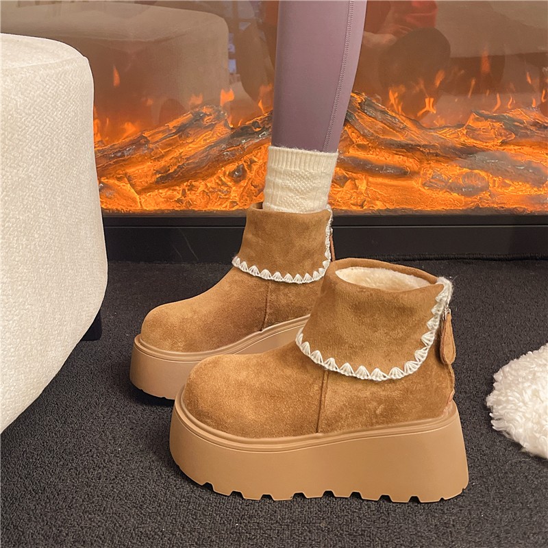 厚底增高加绒保暖勃肯鞋雪地靴女2025冬季新款保暖小个子棉鞋短靴