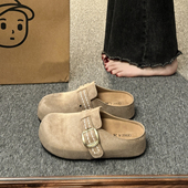 复古英伦风百搭内增高配裙子勃肯鞋 新款 女外穿2026春季 包头半拖鞋