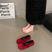 配裙子平底单鞋 时尚 潮 子女2025年夏季 新款 百搭蝴蝶结春季 玛丽珍鞋