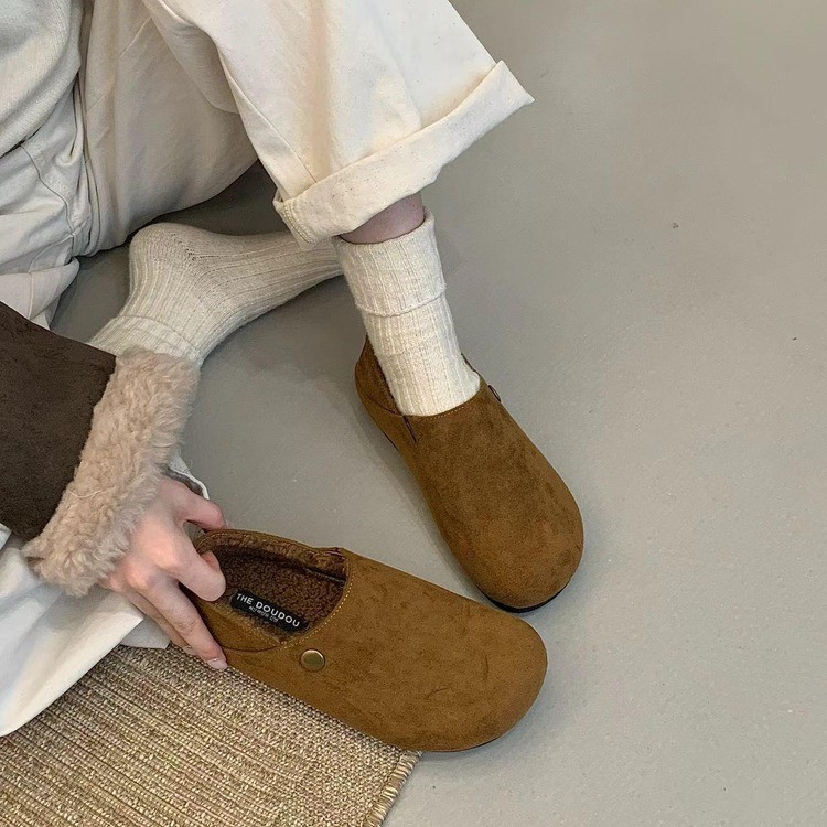 厚底加绒保暖全包勃肯鞋两穿棉鞋女鞋子2025新款冬季雪地靴豆豆鞋
