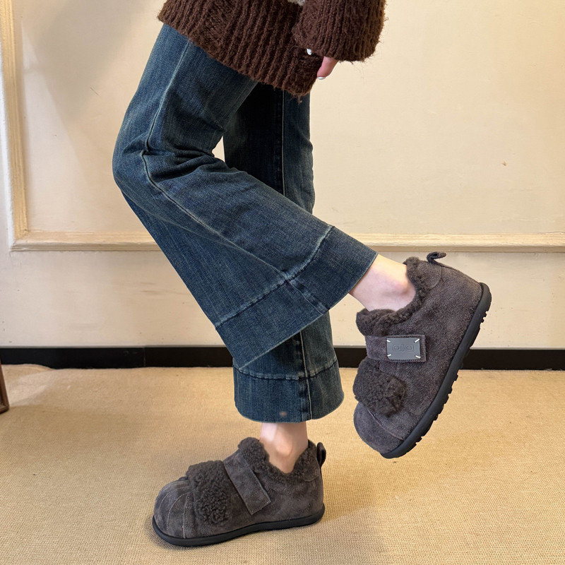 灰色豆豆勃肯鞋女加绒雪地靴2025新款爆款冬季保暖软底毛毛棉鞋子,女鞋,时尚雪地靴,淘宝优惠券,粉丝福利购,淘宝优惠卷