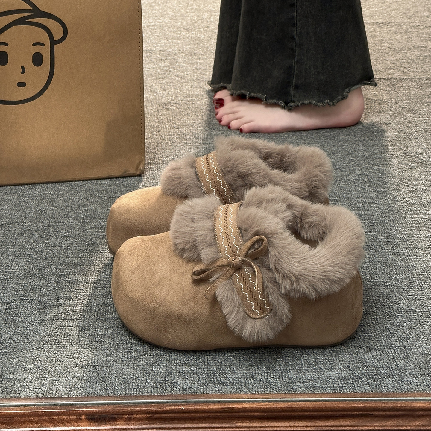 冬季新款韩版简约风圆头厚底洋气爆款增高2025年软底圆头加绒棉鞋,女鞋,棉鞋,淘宝优惠券,粉丝福利购,淘宝优惠卷