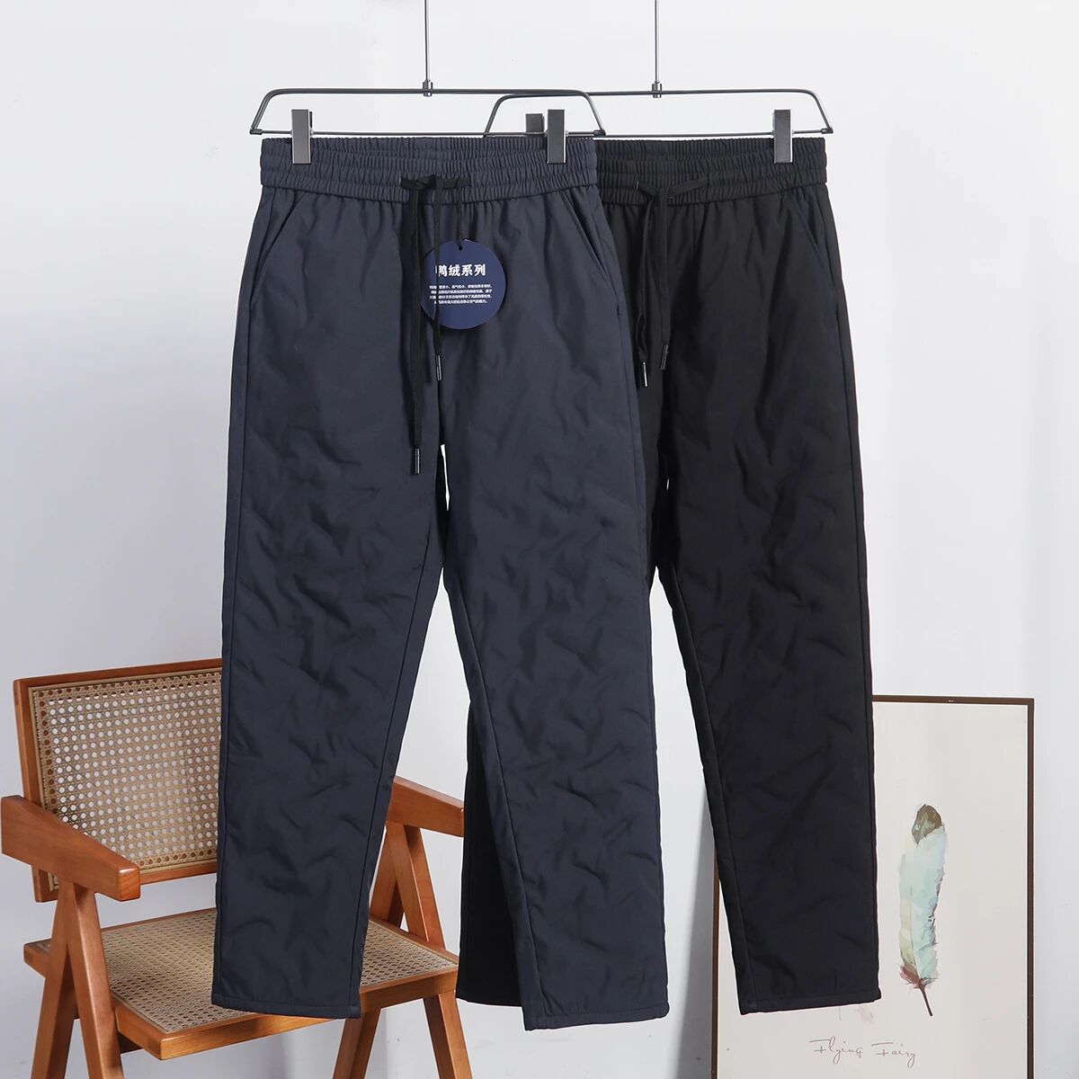 一条过冬！90%白鸭绒羽绒裤男