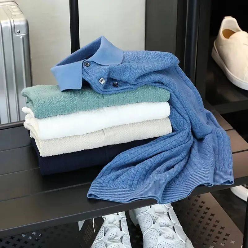 纯色针织男士夏季休闲短袖POLO衫