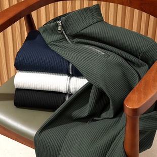 保暖弹力透气 男户外休闲半拉链立领卫衣 TEX高级华夫格 柜1000