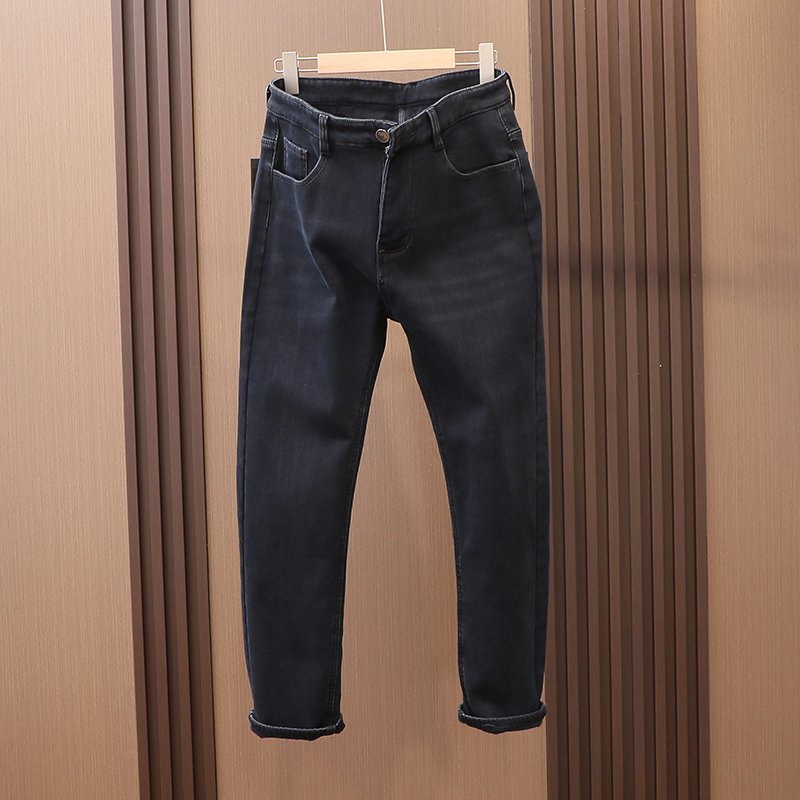 撤柜尾货棉混纺柔软舒适秋冬新款男士加绒加厚保暖休闲直筒牛仔裤