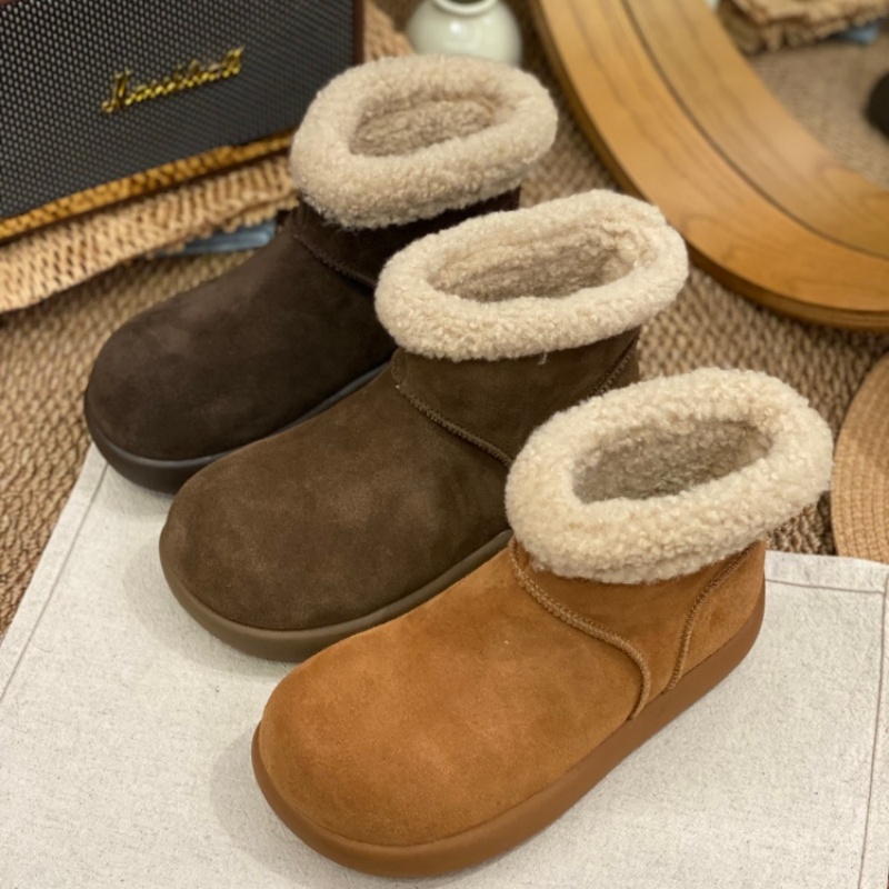 加绒毛绒勃肯鞋女2025冬季保暖雪地靴羊羔毛防滑厚底短靴毛毛鞋女