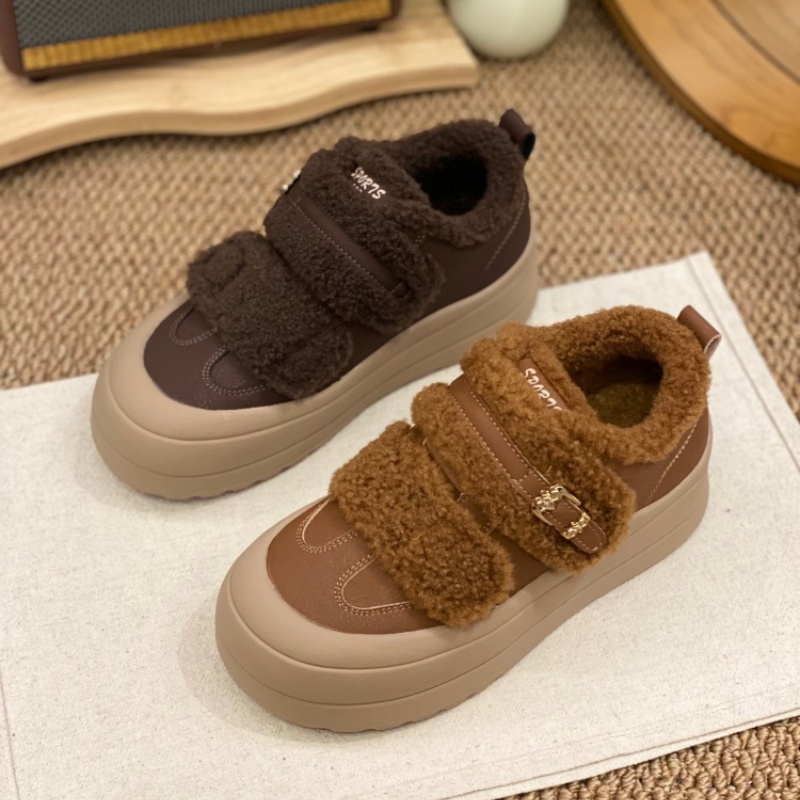 2025冬季新款加绒保暖魔术贴勃肯鞋防滑羊羔毛休闲鞋舒适加厚棉鞋