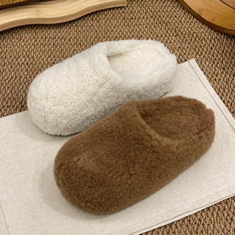 毛毛勃肯鞋2025冬季新款羊羔毛包头半拖外穿一脚蹬保暖懒人毛毛鞋