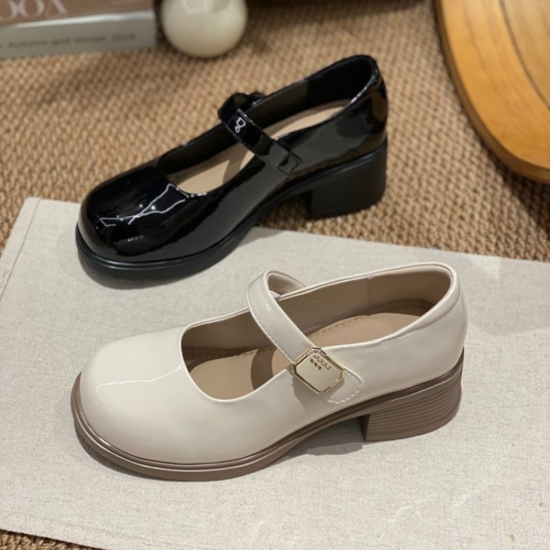 法式玛丽珍鞋女2026春季新款粗跟丁字扣带深口中跟配裙子单鞋女款,女鞋,玛丽珍鞋,淘宝优惠券,粉丝福利购,淘宝优惠卷