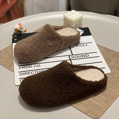 勃肯鞋女2025冬季新款毛绒半包拖舒适一脚蹬懒人鞋羊羔毛加绒女鞋