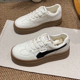 2026春季新款厚底小白鞋女橡胶底日常百搭防滑拼色德训鞋休闲板鞋