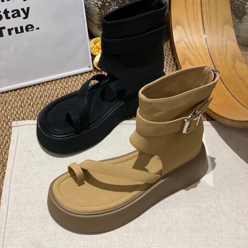2026夏季厚底增高夹趾凉鞋女