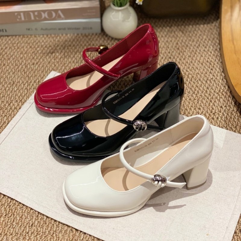 法式玛丽珍鞋女2026春季新款深口日常防滑一字带粗跟漆皮百搭单鞋,女鞋,玛丽珍鞋,淘宝优惠券,粉丝福利购,淘宝优惠卷