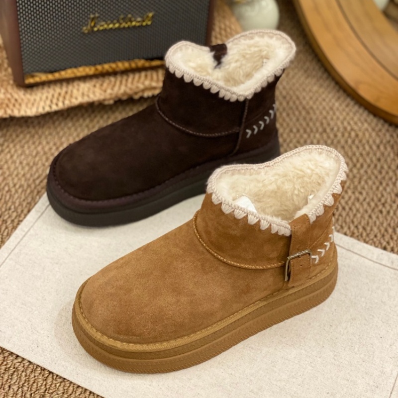 厚底雪地靴女2025冬季新款羊羔毛加绒保暖毛绒短靴百搭舒适棉鞋女
