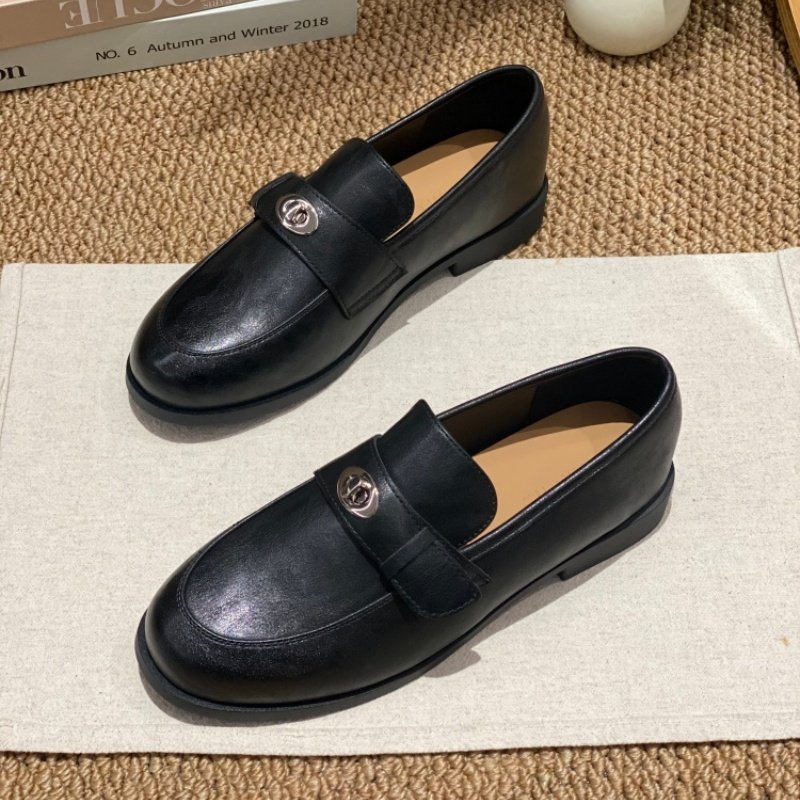 2026春季爆款英伦风乐福鞋女黑色圆头金属扣一脚蹬平底百搭小皮鞋,女鞋,深口单鞋,淘宝优惠券,粉丝福利购,淘宝优惠卷