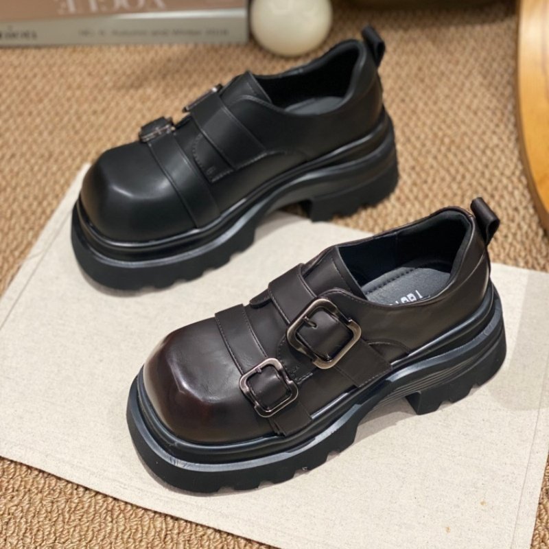 金属扣厚底乐福鞋女2026春季新款粗跟休闲JK小皮鞋深口单鞋增高女,女鞋,深口单鞋,淘宝优惠券,粉丝福利购,淘宝优惠卷