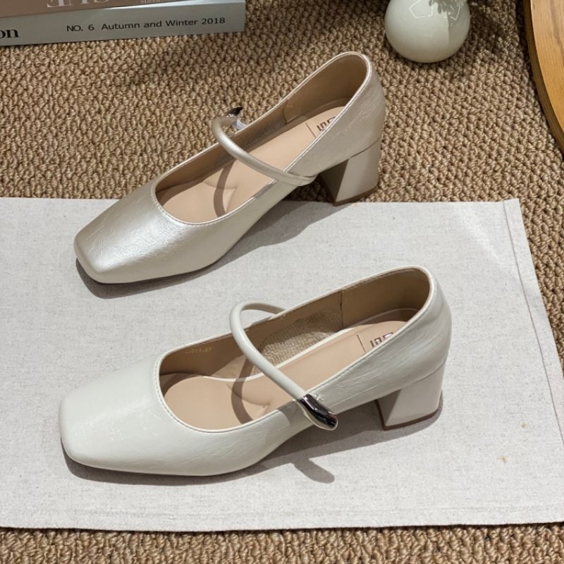 法式方头玛丽珍鞋女2026新款春季爆款时尚百搭一字带粗跟百搭单鞋,女鞋,玛丽珍鞋,淘宝优惠券,粉丝福利购,淘宝优惠卷