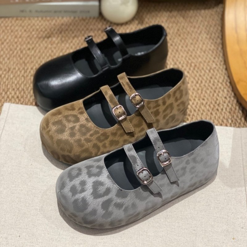 法式豹纹玛丽珍鞋女2026春季新款日常深口双扣带厚底百搭舒适单鞋,女鞋,玛丽珍鞋,淘宝优惠券,粉丝福利购,淘宝优惠卷