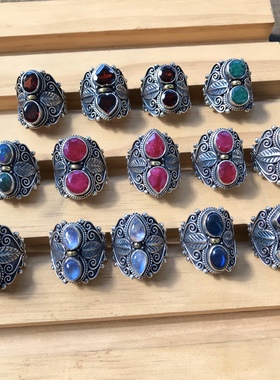 精工自然绿宝石欧泊纯银戒指