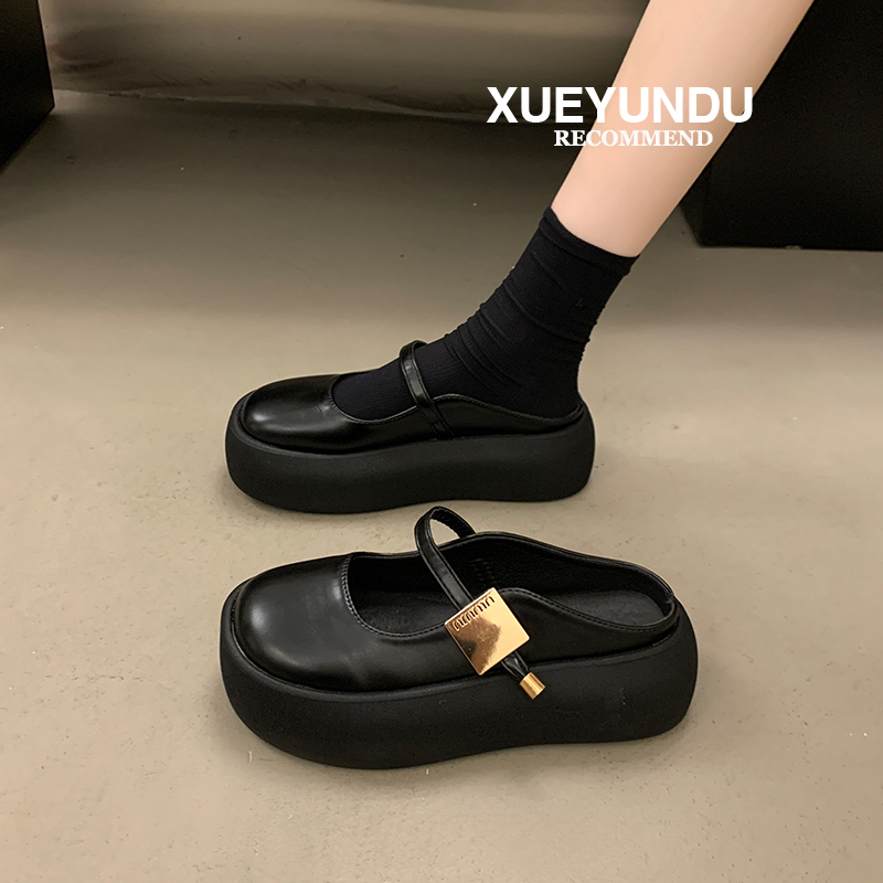 品牌包头半拖鞋女夏季外穿2025新款松糕厚底女鞋法式绝美玛丽珍高