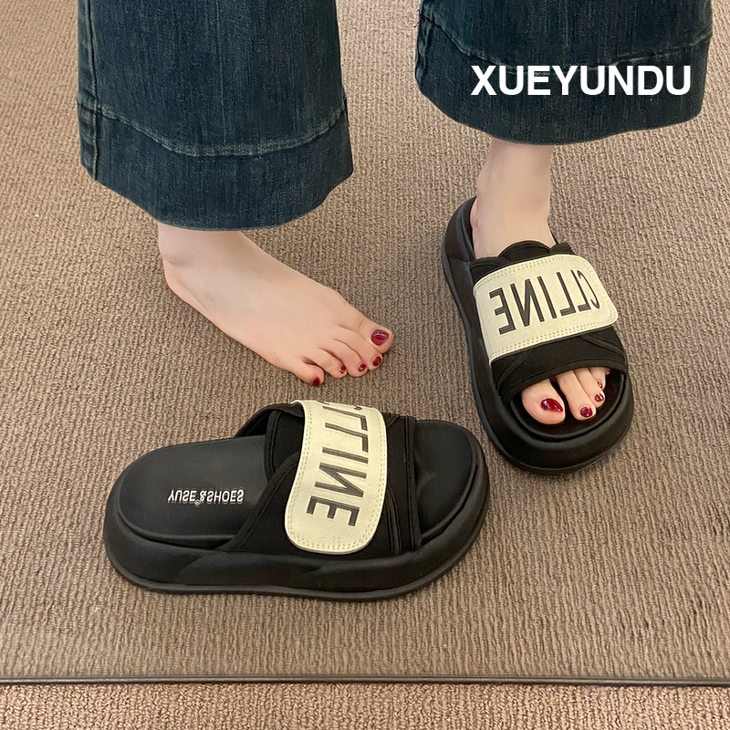品牌绝美厚底增高凉拖鞋女夏外穿百搭配裙子2025新款外出法式平底