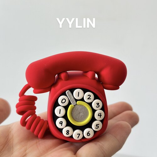 YYLIN·卡通粘土复古电话停车号码牌挪车牌创意手工摆件