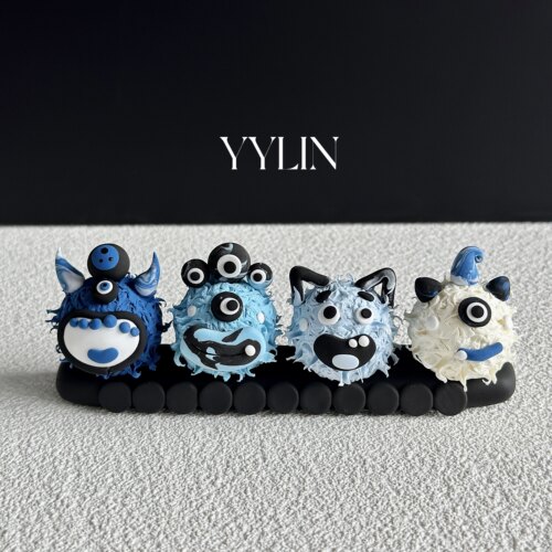 YYLIN·blue渐变小怪兽diy粘土原创创意车载停车号码牌车载摆件