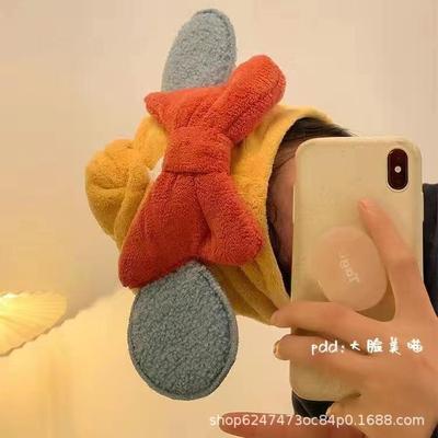 可爱蝴蝶结公主干发帽女超强吸水速干卡通洗头包头发毛巾浴帽加厚