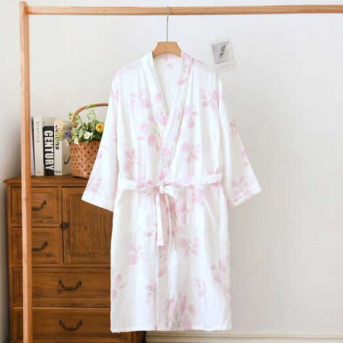纯棉纱布腰带睡袍和服春秋夏汉服