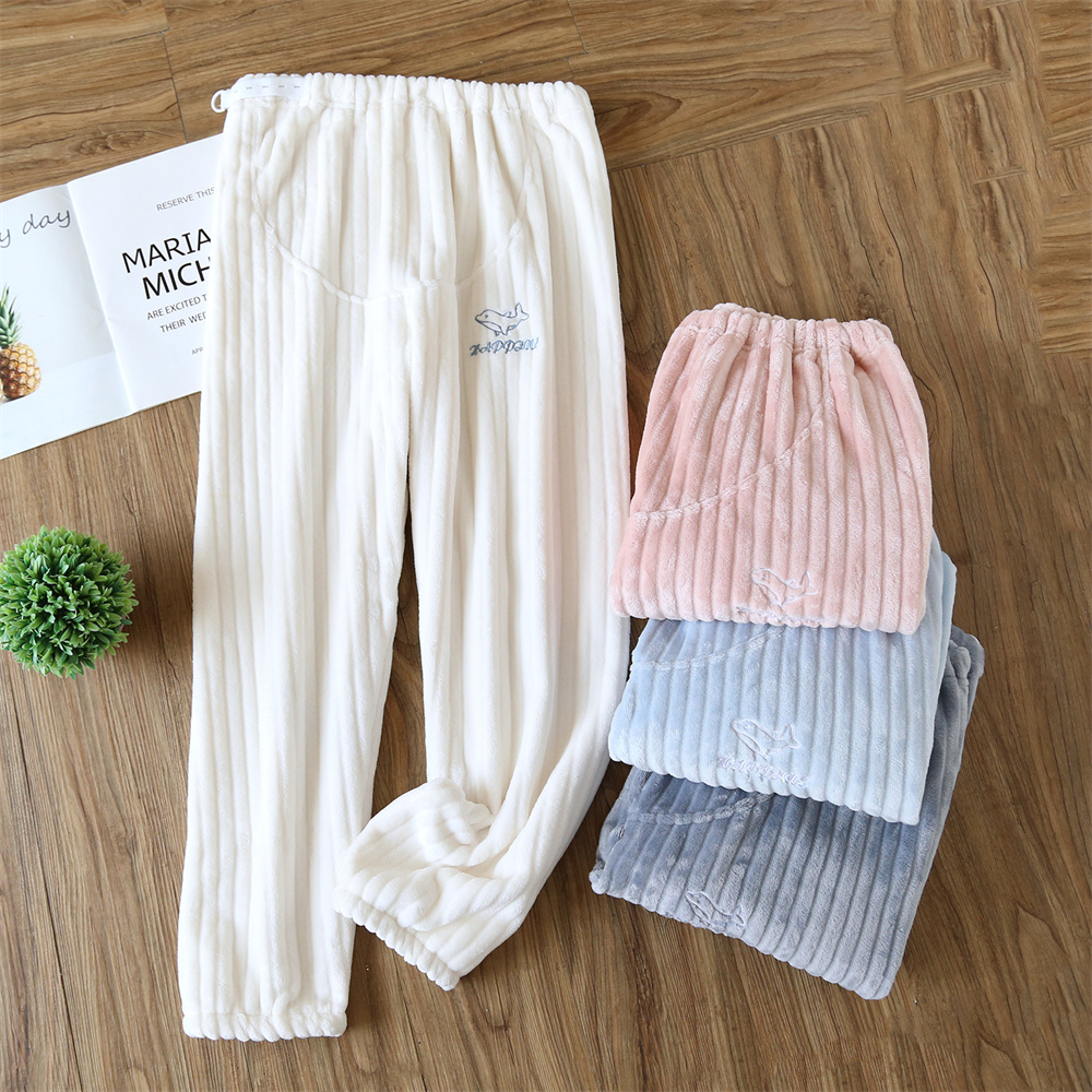 秋冬季法兰绒孕妇高腰托腹家居裤